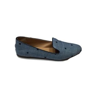 J Crew Factory Polka Dot Loafers Chambray Sz 7.5